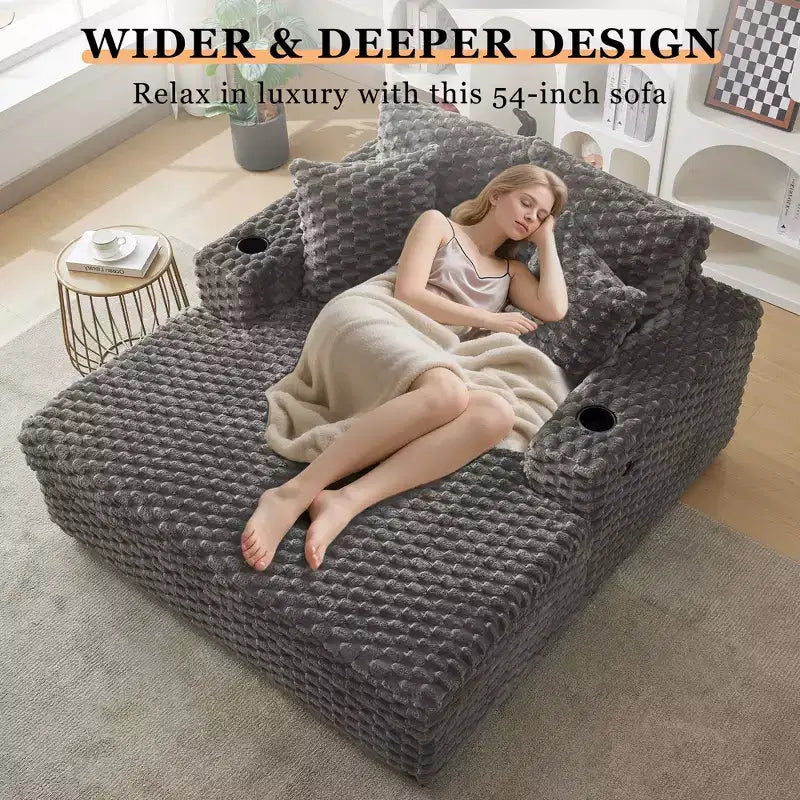60 chaises longues surdimensionnées d'intérieur, canapé-lit rembourré, fauteuil de lecture confortable en peluche moelleuse, canapé-lit douillet, pour salon, chambre, maison