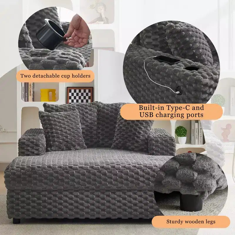 60 chaises longues surdimensionnées d'intérieur, canapé-lit rembourré, fauteuil de lecture confortable en peluche moelleuse, canapé-lit douillet, pour salon, chambre, maison