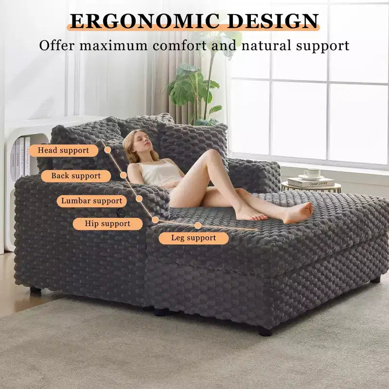 60 chaises longues surdimensionnées d'intérieur, canapé-lit rembourré, fauteuil de lecture confortable en peluche moelleuse, canapé-lit douillet, pour salon, chambre, maison