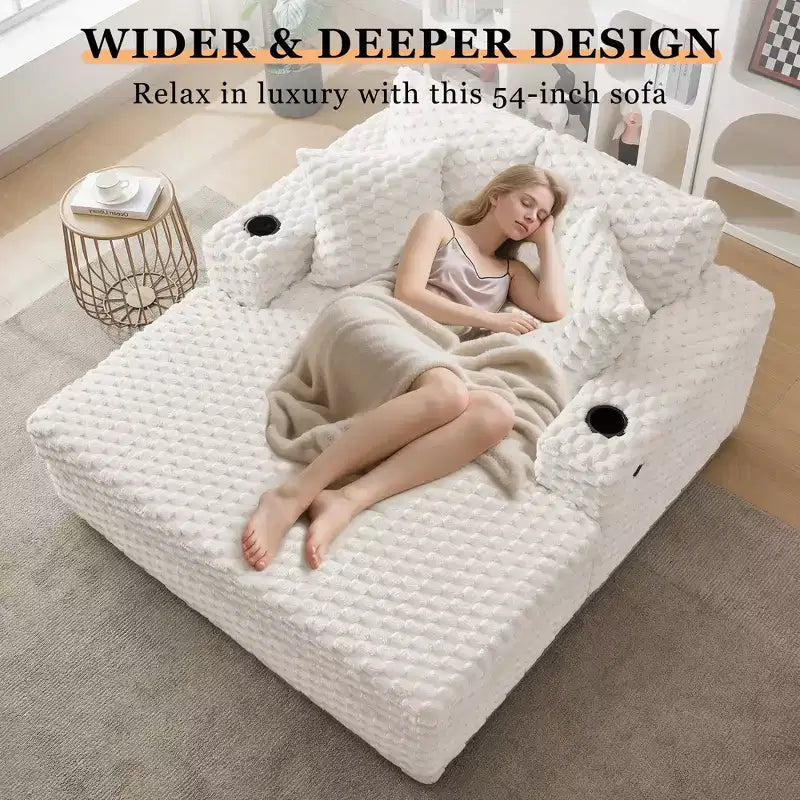 60 chaises longues surdimensionnées d'intérieur, canapé-lit rembourré, fauteuil de lecture confortable en peluche moelleuse, canapé-lit douillet, pour salon, chambre, maison