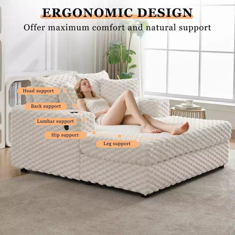 60 chaises longues surdimensionnées d'intérieur, canapé-lit rembourré, fauteuil de lecture confortable en peluche moelleuse, canapé-lit douillet, pour salon, chambre, maison