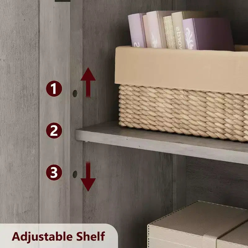 Mobiletto da bagno, mobile contenitore in stile rustico con ante in vetro e ripiani regolabili, dispensa da cucina indipendente, mobiletto a pavimento