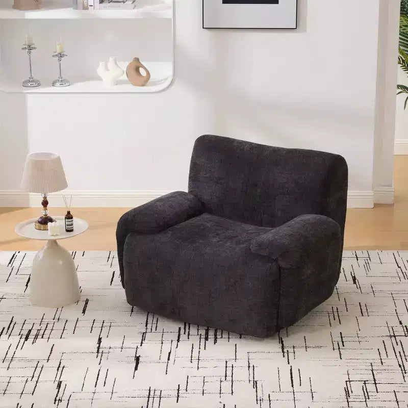Canapé paresseux moderne surdimensionné Okak en chenille, sans armature, avec accoudoir, fauteuil profond pour salon, appartement, chambre d'amis
