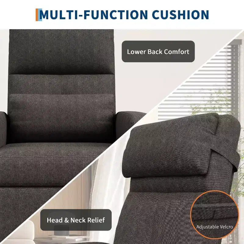 Poltrona Reclinabile, Divano Reclinabile Regolabile, Poltrona Relax, Schienale Alto Ergonomico, Seduta Imbottita, 2 Tasche Laterali, per Soggiorno