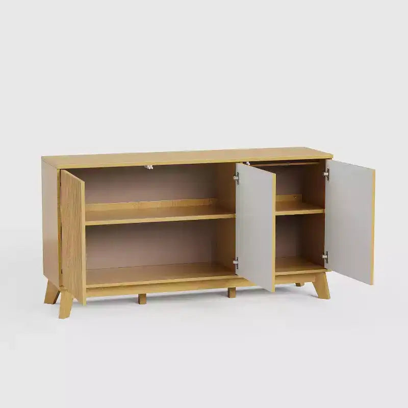 Console de bar à café 58", buffet de ferme avec portes incurvées et étagères réglables, buffet de rangement en bois pour salle à manger, salon