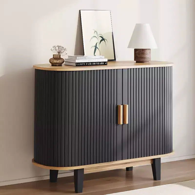 CuisinSmart Mobile Buffet 100 cm, Credenza con Anta Scorrevole e Ripiano Regolabile, per Soggiorno, Sala da Pranzo, Cucina, Ingresso, Nero