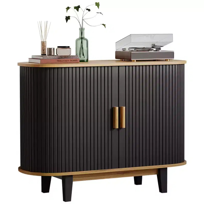 CuisinSmart Mobile Buffet 100 cm, Credenza con Anta Scorrevole e Ripiano Regolabile, per Soggiorno, Sala da Pranzo, Cucina, Ingresso, Nero
