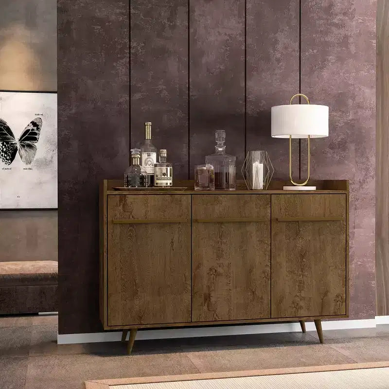 GDFStudio Paskal Madia/Credenza a Buffet Moderna di Metà Secolo con 3 Ante a Chiusura Ammortizzata