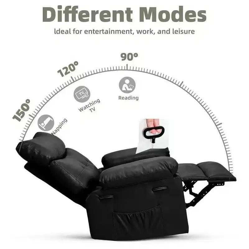 Poltrona Reclinabile Divano Reclinabile Extra Large, Recliner Manuale per Adulti, Imbottitura in Spugna 1.5X, Poltrona Ergonomica Singola, Porta Bicchieri, per Soggiorno