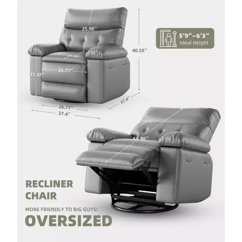 Poltrona Reclinabile Divano Reclinabile Extra Large, Recliner Manuale per Adulti, Imbottitura in Spugna 1.5X, Poltrona Ergonomica Singola, Porta Bicchieri, per Soggiorno