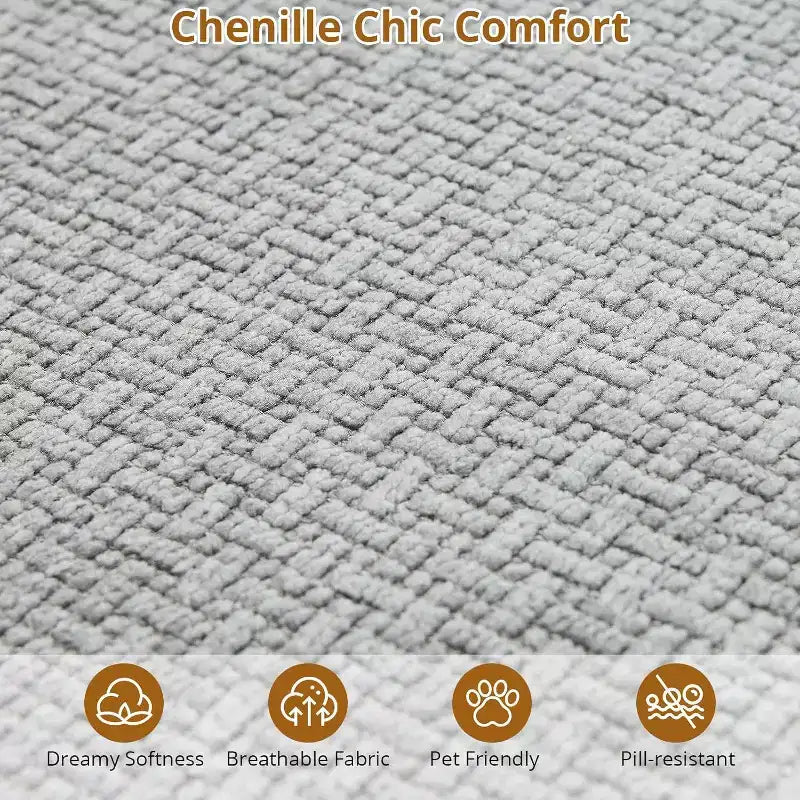 106 Moderno Divano a Sezione Curva Cloud con Chaise Longue, Divano Letto Trasformabile Modulare in Tessuto Ciniglia, per Ufficio Domestico