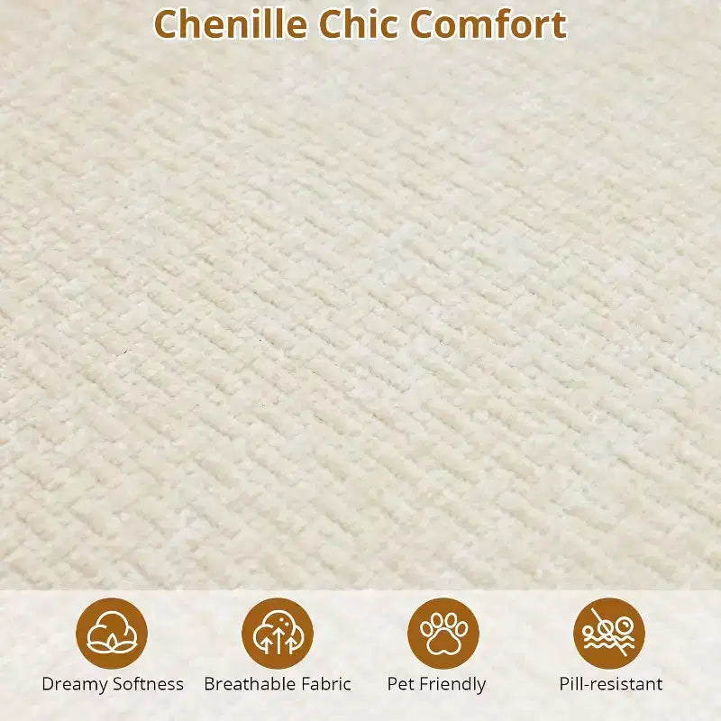 106 Moderno Divano a Sezione Curva Cloud con Chaise Longue, Divano Letto Trasformabile Modulare in Tessuto Ciniglia, per Ufficio Domestico
