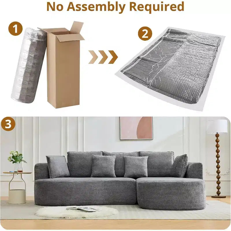 106 Moderno Divano a Sezione Curva Cloud con Chaise Longue, Divano Letto Trasformabile Modulare in Tessuto Ciniglia, per Ufficio Domestico