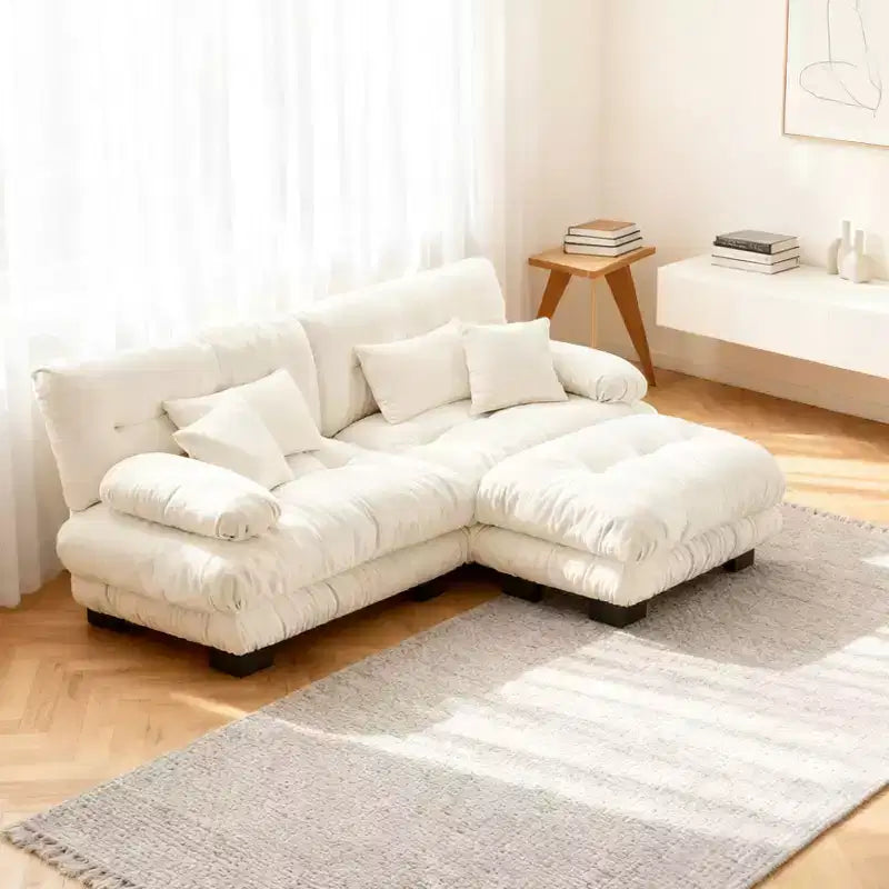 Homy Casa Cloud - Canapé d'angle en L avec méridienne et coussins moelleux, pour salon ou salle familiale