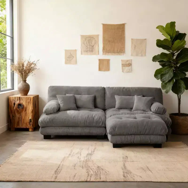 Homy Casa Cloud - Canapé d'angle en L avec méridienne et coussins moelleux, pour salon ou salle familiale