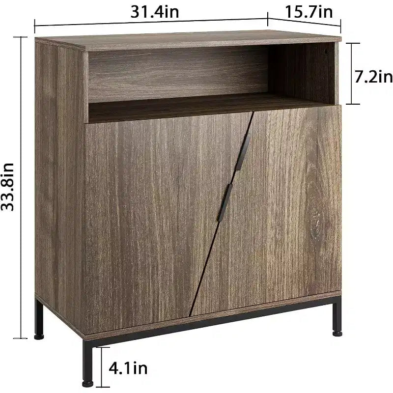Madia con sportelli, Credenza a buffet moderna in legno autoportante