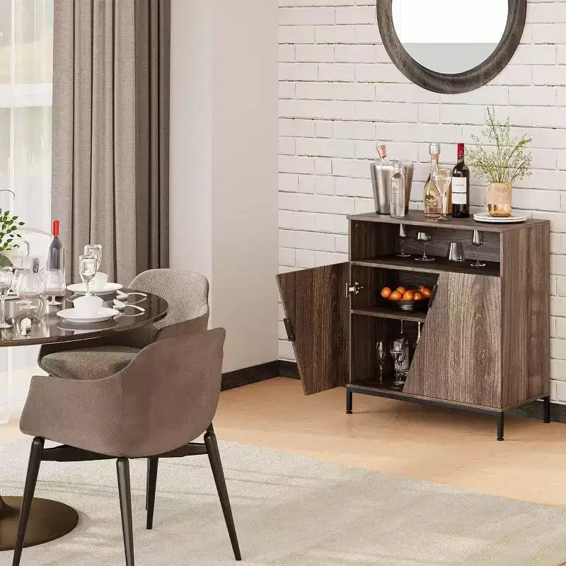 Madia con sportelli, Credenza a buffet moderna in legno autoportante