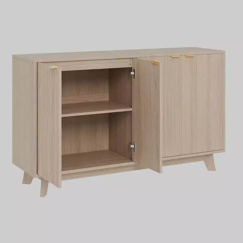 Mobile scanalato con contenitore, Credenza a buffet con 4 ante
