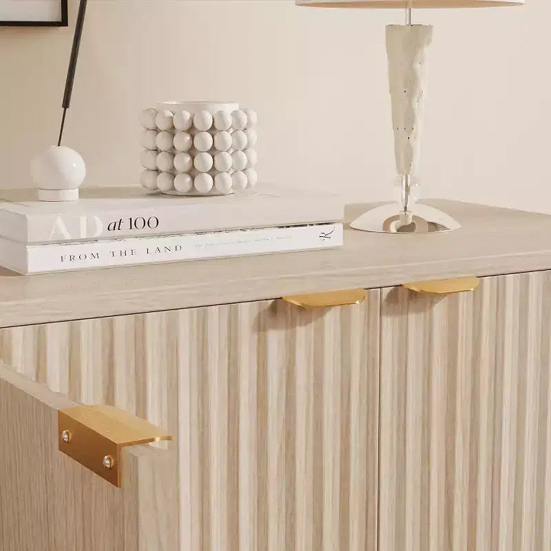 Mobile scanalato con contenitore, Credenza a buffet con 4 ante