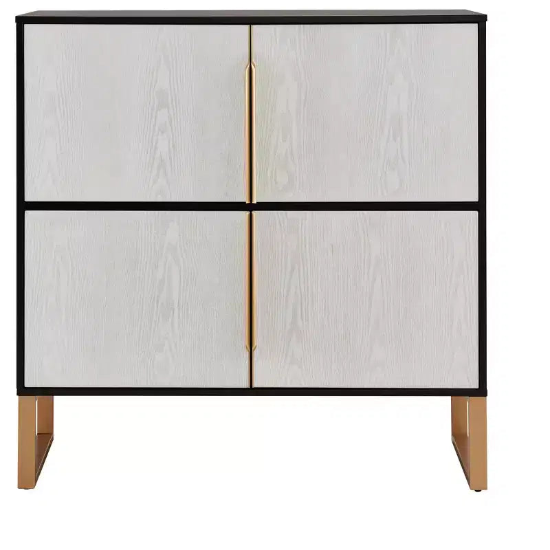 Meuble de rangement à quatre portes de 106,7 cm avec poignées de base en métal, adapté aux cuisines, salles à manger et salons.