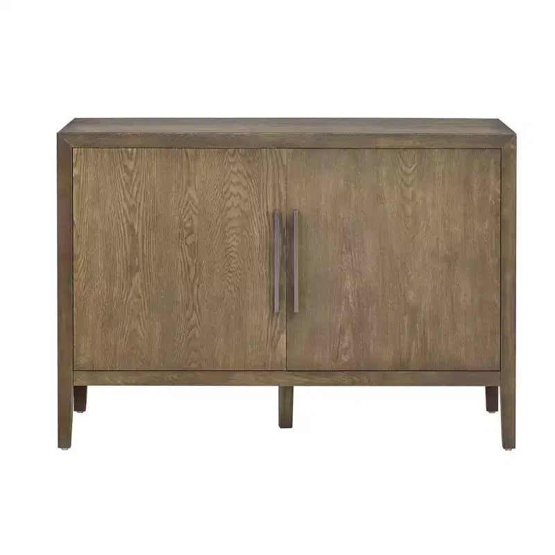 Madia/credenza in legno con due maniglie metalliche e due ante, adatta per corridoi, ingressi e soggiorni.