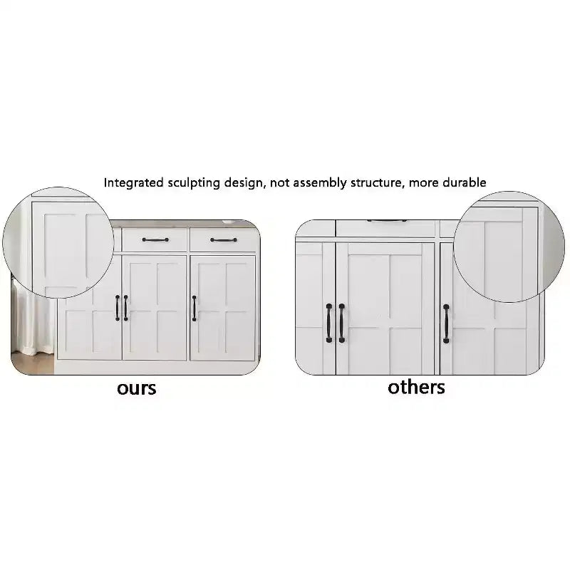Credenza per sala da pranzo con 3 cassetti e 3 ante, tavolo consolle con scaffali, mobile bar cantinetta in stile rustico
