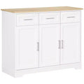 HOMCOM Modern Kitchen Sideboard Buffet Cabinet with Storage Versatility, 3 Drawers, Kitchen Island Dining Room Cabinet, Living Room Furniture, White