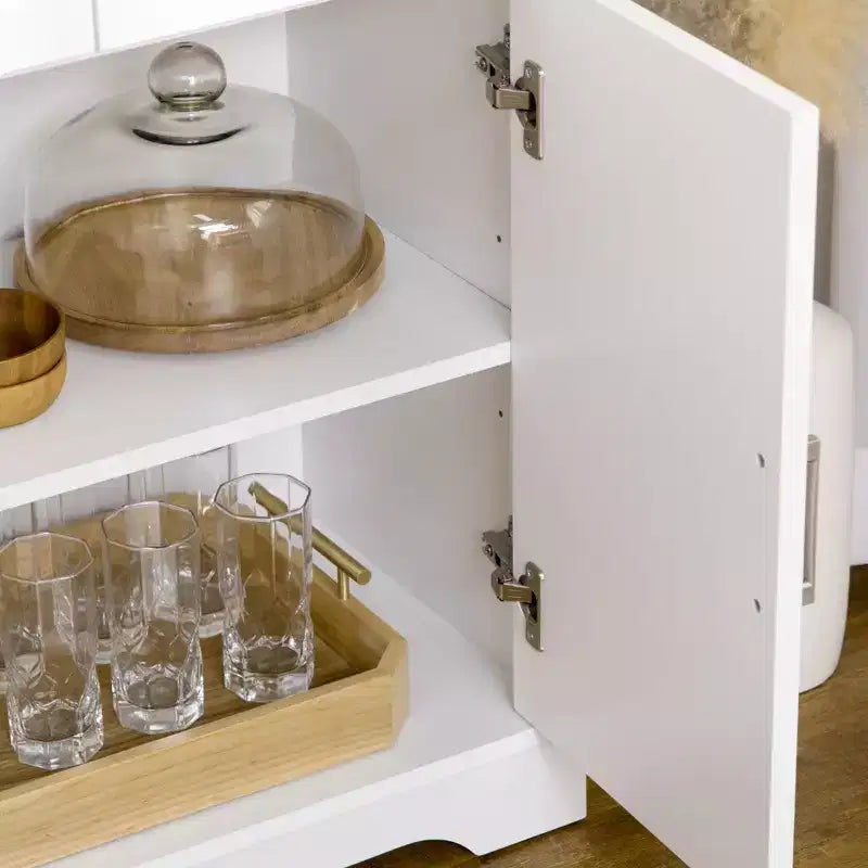 HOMCOM Buffet de cuisine moderne avec rangement polyvalent, 3 tiroirs, îlot de cuisine, meuble de salle à manger, meuble de salon, Blanc