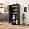 Storage cabinet, 70 inches tall, with doors and adjustable shelves, freestanding sideboard, suitable for dining room, or living room