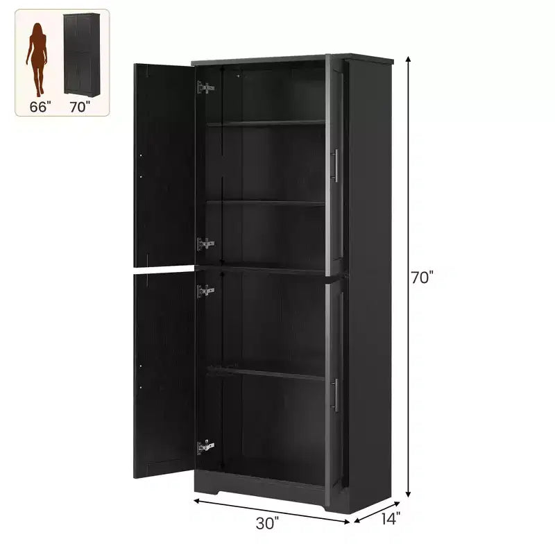 Armadio contenitore, alto 178 cm, con ante e ripiani regolabili, credenza autoportante, adatto per sala da pranzo o soggiorno