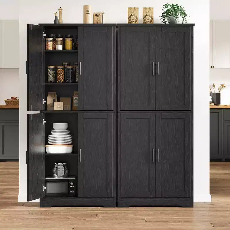 Armadio contenitore, alto 178 cm, con ante e ripiani regolabili, credenza autoportante, adatto per sala da pranzo o soggiorno