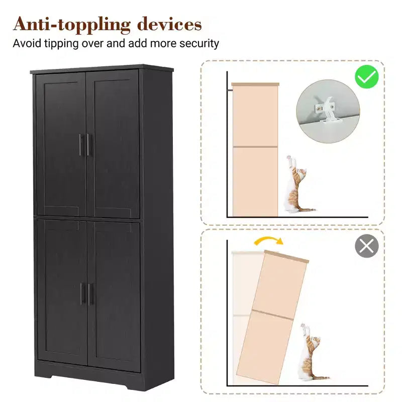 Armadio contenitore, alto 178 cm, con ante e ripiani regolabili, credenza autoportante, adatto per sala da pranzo o soggiorno