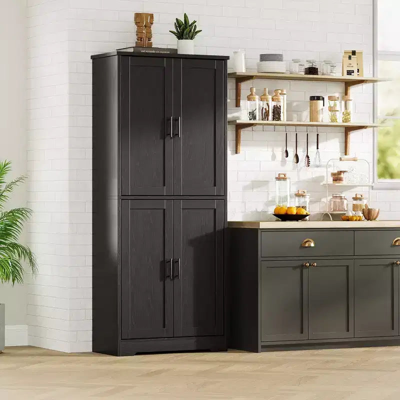 Armadio contenitore, alto 178 cm, con ante e ripiani regolabili, credenza autoportante, adatto per sala da pranzo o soggiorno
