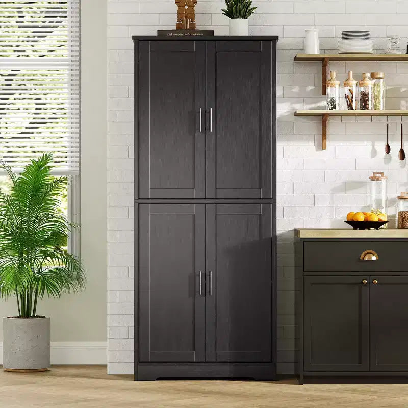Armadio contenitore, alto 178 cm, con ante e ripiani regolabili, credenza autoportante, adatto per sala da pranzo o soggiorno