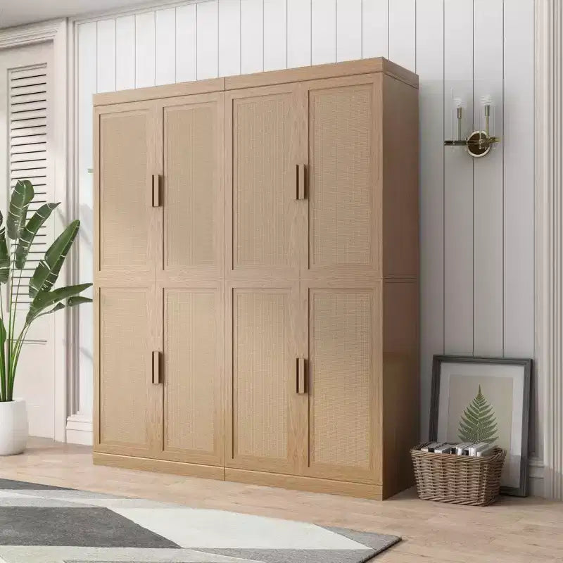 PexFix 36 Buffet modulaire avec rangement, buffet de ferme avec portes en rotin pour salon, cuisine, salle à manger, entrée, naturel