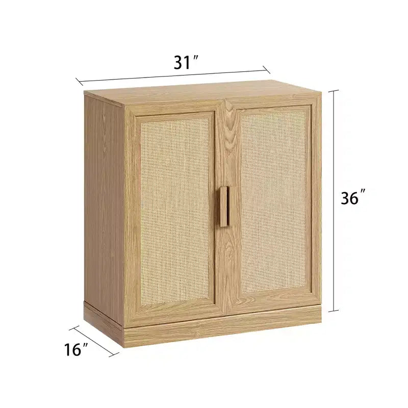 PexFix 36 Buffet modulaire avec rangement, buffet de ferme avec portes en rotin pour salon, cuisine, salle à manger, entrée, naturel