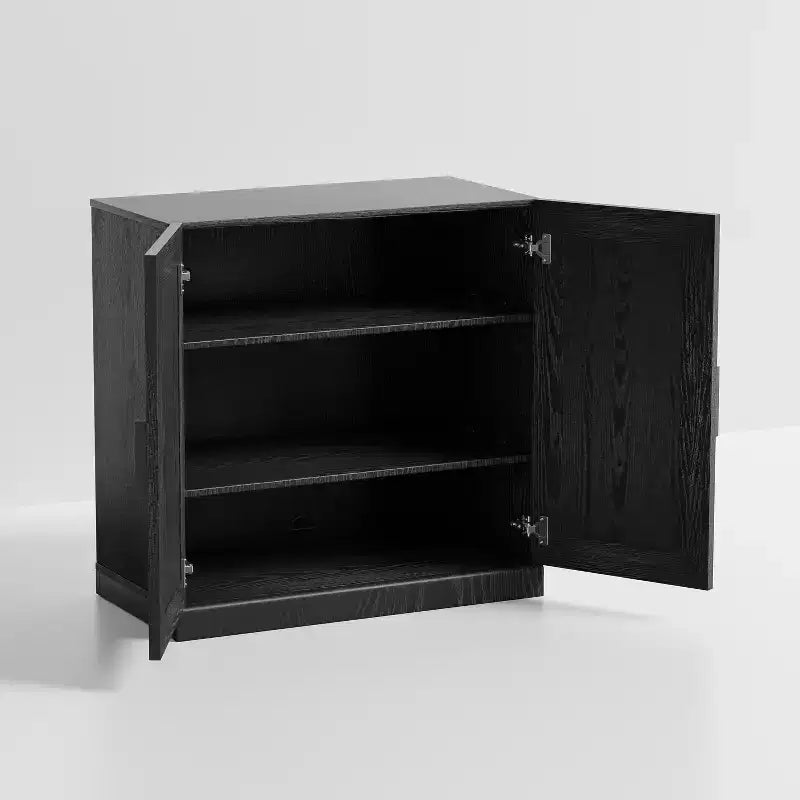 PexFix 31 Mobiletto di Accento in Legno Moderno, Credenza Buffet con 2 Ante e Scaffale Regolabile per Soggiorno, Sala da Pranzo, Ingresso, Nero