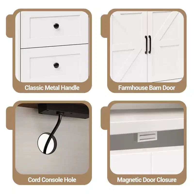 Credenza Buffet, Mobile Credenza da Cucina Stile Rustico, con 3 Cassetti, Armadietto a 2 Ante per Cucina, Sala da Pranzo