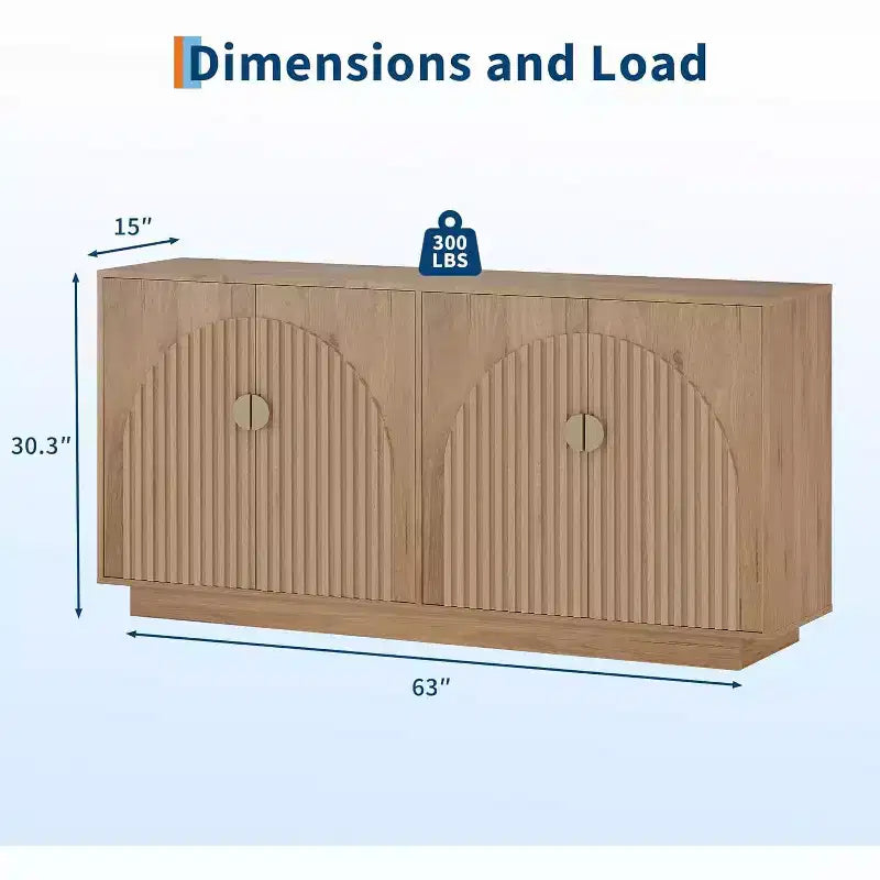 Coolmee Madia Moderna Credenza 160 cm, Mobile Contenitore Grande con Maniglie Dorate e Ante, Tavolo Buffet Bar per Caffè, per Casa Ufficio