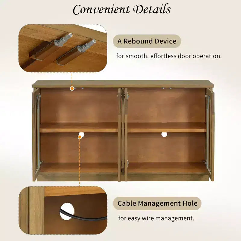 GDFStudio Henley, Credenza a 4 ante con ante in vetro ad arco e ripiani regolabili