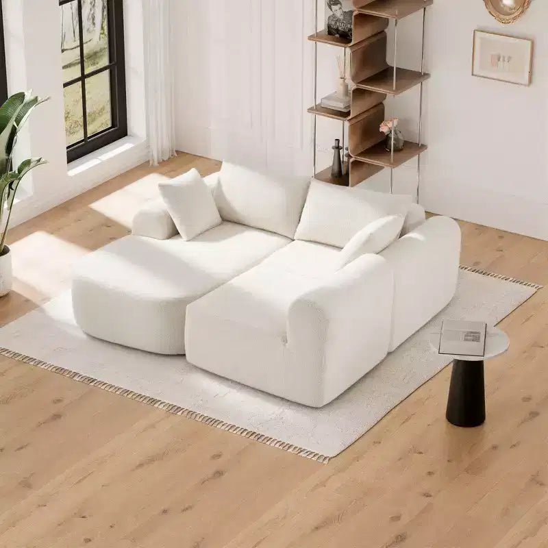 PexFix 104 Divano sezionale modulare oversize con penisola a L, divano moderno imbottito Cloud con cuscini decorativi per soggiorno camera da letto, beige