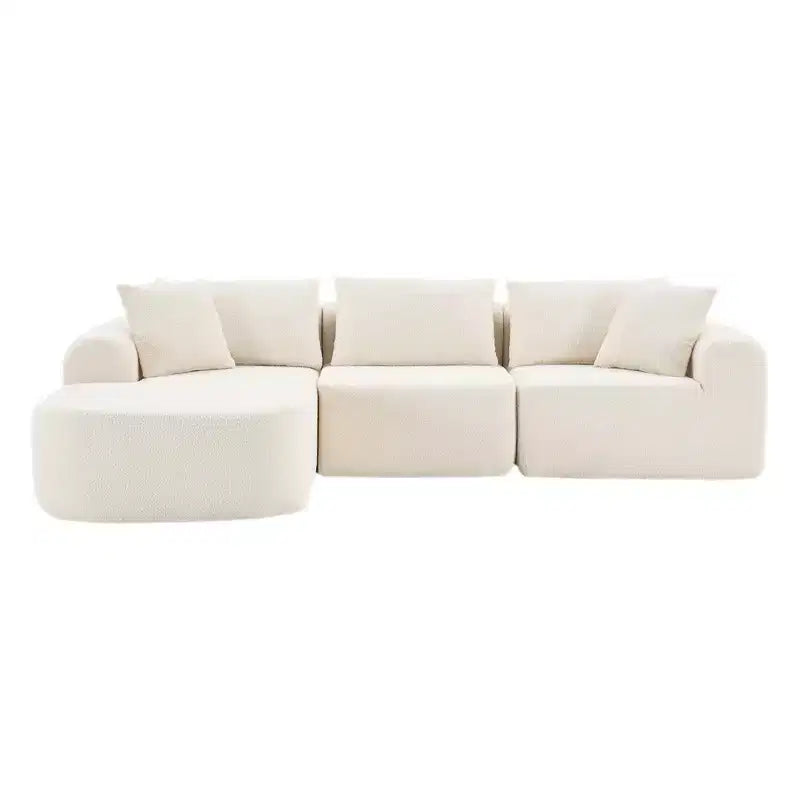 PexFix 104 Divano sezionale modulare oversize con penisola a L, divano moderno imbottito Cloud con cuscini decorativi per soggiorno camera da letto, beige