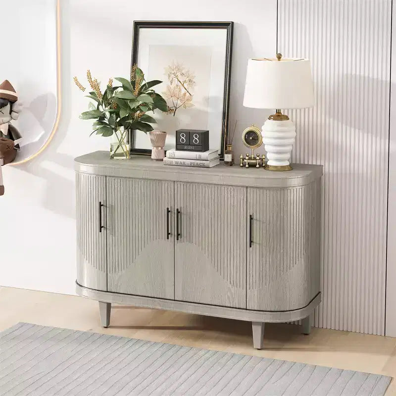 Meuble de rangement d'appoint moderne, buffet incurvé à 4 portes, étagères réglables, meuble de bar à café pour salon, couloir