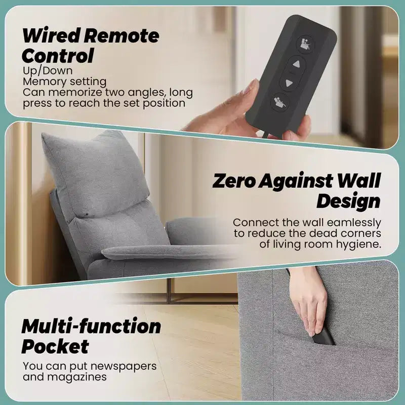Poltrona a divano, reclinabile massaggiante, divano reclinabile singolo regolabile, adatta per home theater, soggiorno/ufficio (tessuto, grigio)