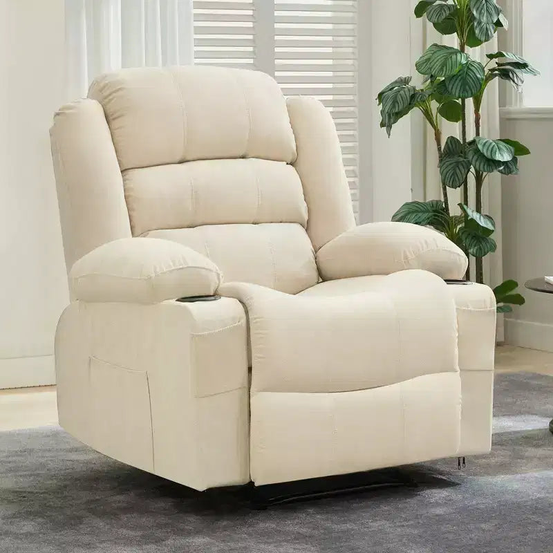 COZONY Poltrona reclinabile a dondolo ampia per adulti, poltrona lounge manuale oversize con braccioli, schienale, 2 portabicchieri e tasca laterale per soggiorno