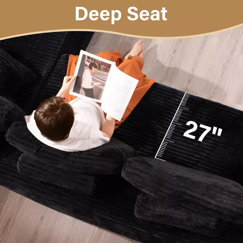 Divano componibile a sezione a U HOMLUX, divani moderni minimalisti con seduta profonda 68,5 cm per soggiorno, Stile 2