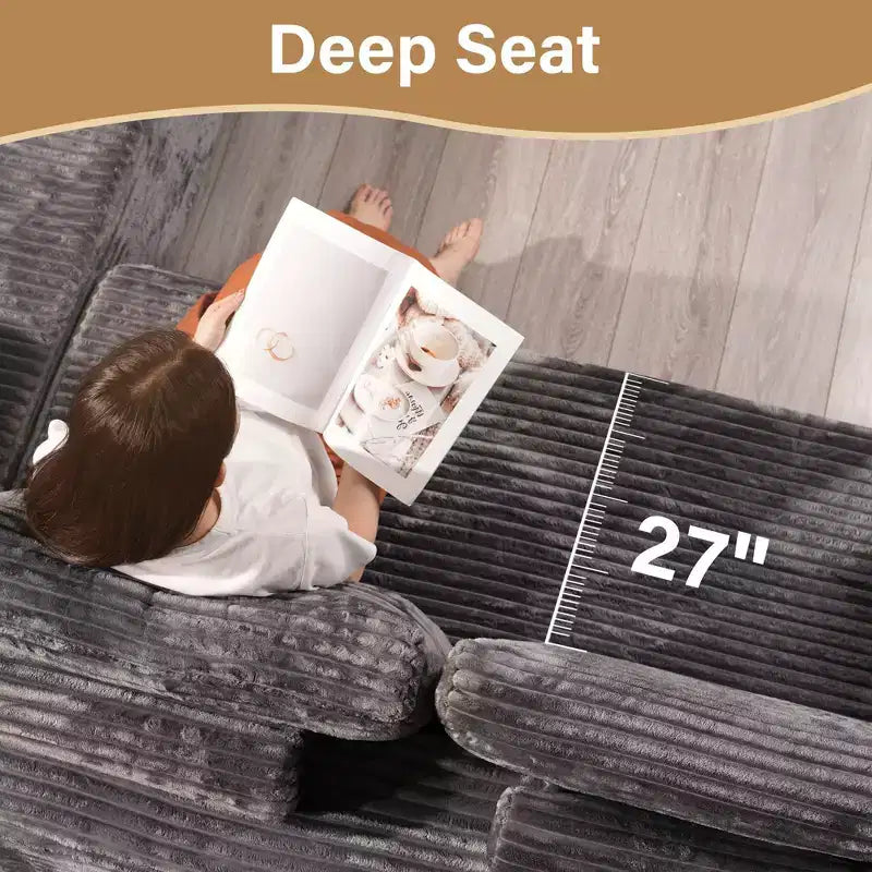 Divano componibile a sezione a U HOMLUX, divani moderni minimalisti con seduta profonda 68,5 cm per soggiorno, Stile 2