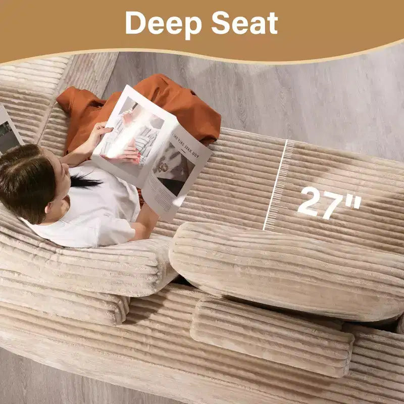 Divano componibile a sezione a U HOMLUX, divani moderni minimalisti con seduta profonda 68,5 cm per soggiorno, Stile 2