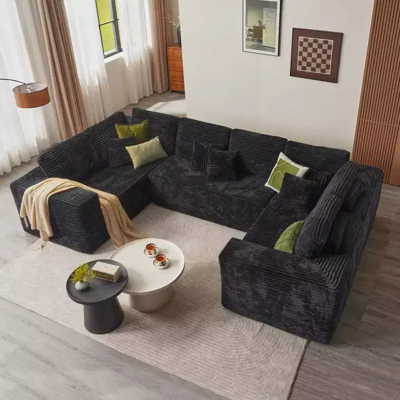 Divano componibile a sezione a U HOMLUX, divani moderni minimalisti con seduta profonda 68,5 cm per soggiorno, Stile 2