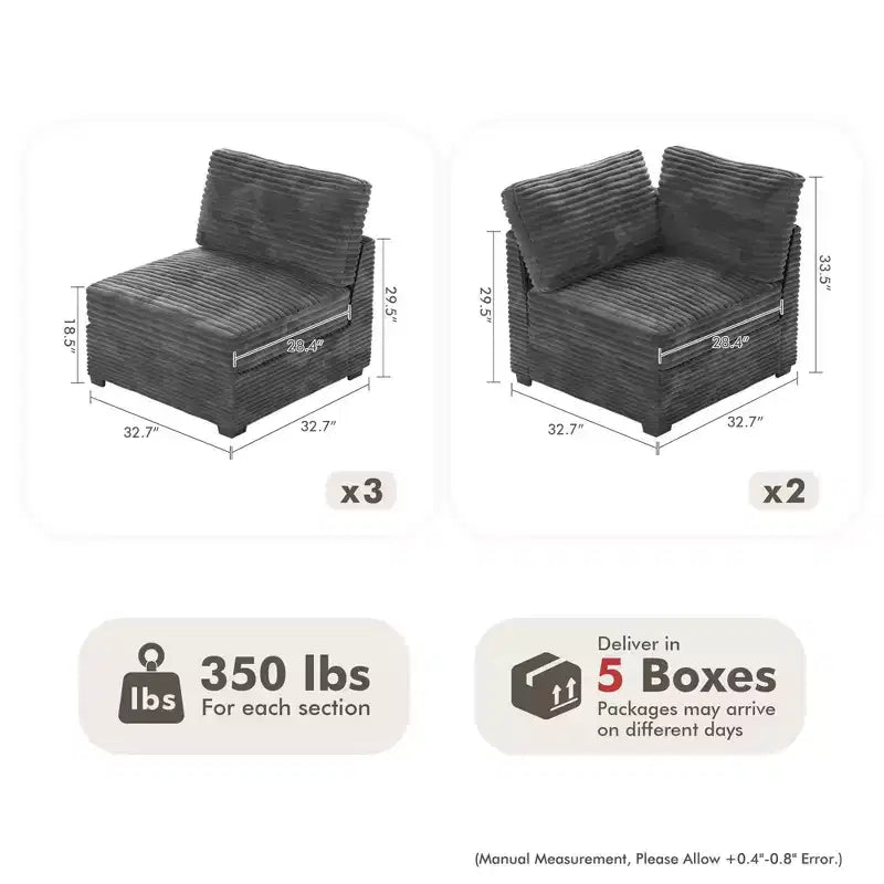 Divano componibile di lusso HOMLUX, divano a nuvola oversize per soggiorno, divano letto convertibile imbottito con seduta profonda e chaise longue.
